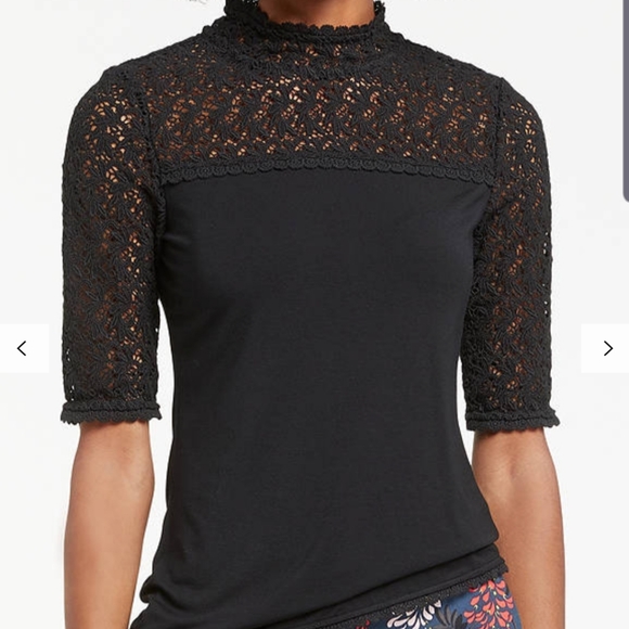 Boden Tops - Boden Seraphina Lace Detail Top, BlackSz 8